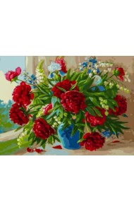 Живопись на холсте. Красные пионы