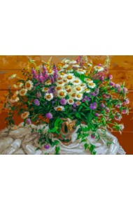 Живопись на холсте. Дачный букет