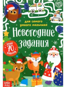 Книжка с наклейками Новогодние задания для самого умного мальчика