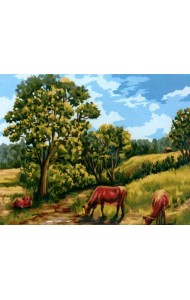 Рисование по номерам. Деревенский пейзаж