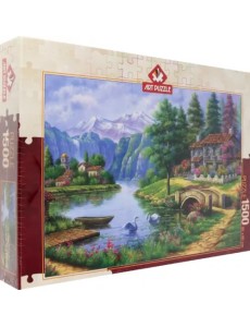 Пазл. Деревня у озера, 1500 элементов