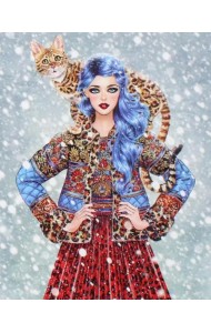 Картина по номерам Девушка и кошка