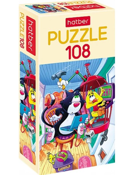 Puzzle-108 Приключения кота и цыпленка