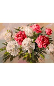 Живопись на холсте. Букет пионов