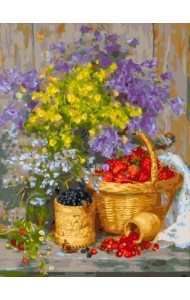 Живопись на холсте. Летние ягоды