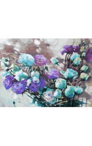 Живопись на холсте. Ноктюрн с розами