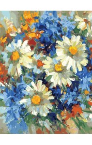 Живопись на холсте. Солнечные ромашки