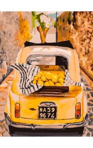 Живопись на холсте. Машина с лимонами