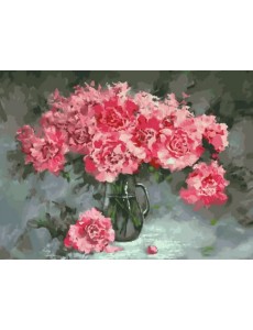 Живопись на холсте. Розовые пионы