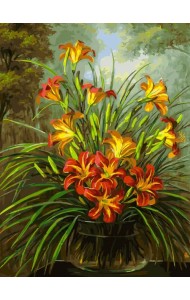 Живопись на холсте. Букет из лилий