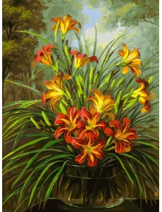 Живопись на холсте. Букет из лилий