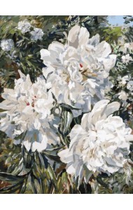 Живопись на холсте. Пионы в саду