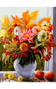 Живопись на холсте. Осенние цветы