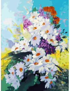 Живопись на холсте. Счастье в ромашках