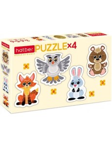 Puzzle. Набор фигурных пазлов, 4 в 1. Лесные звери Puzzle. Набор фигурных пазлов, 4 в 1. Лесные звери