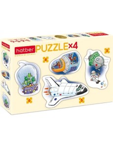 Puzzle. Набор фигурных пазлов, 4 в 1. Космические истории