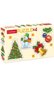 Puzzle. Набор фигурных пазлов, 4 в 1. Праздник к нам приходит