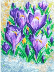 Живопись на холсте. Крокусы