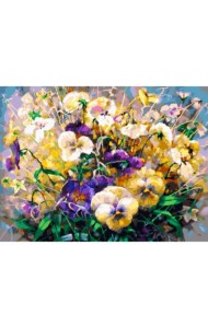 Живопись на холсте. Анютины глазки