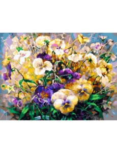 Живопись на холсте. Анютины глазки