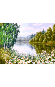 Живопись на холсте. В ромашковом краю
