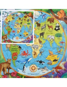 Пазл-80 Карта мира. Животные