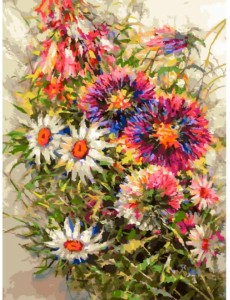 Живопись на холсте. Осенний букет