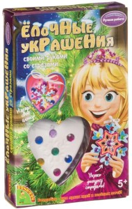 Елочные украшения своими руками. Сердце и снежинки со стразами