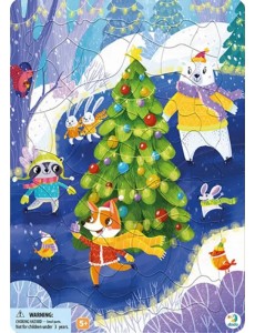 Пазл в рамке. Зверята на коньках