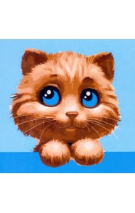 Холст с красками для рисования по номерам. Маленький любопытный котик