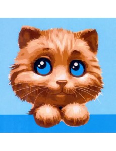 Холст с красками для рисования по номерам. Маленький любопытный котик Холст с красками для рисования по номерам. Маленький любопытный котик