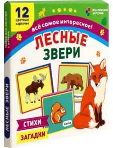 Лесные звери. 12 развивающих карточек с красочными картинками, стихами и загадками