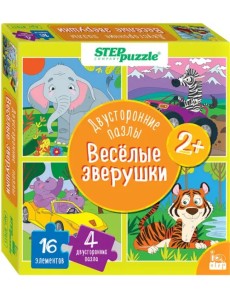 Puzzle-16 Веселые зверята, двусторонний Puzzle-16 Веселые зверята, двусторонний