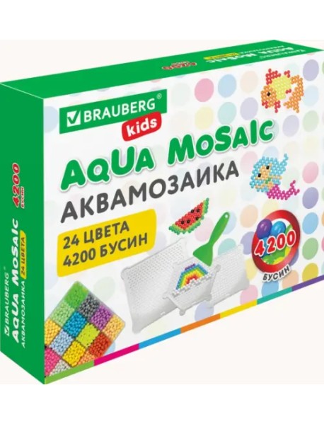 Аквамозаика, 24 цвета, 4200 бусин, с трафаретами, инструментами и аксессуарами