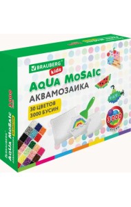 Аквамозаика, 30 цветов, 3000 бусин, с трафаретами, инструментами и аксессуарами