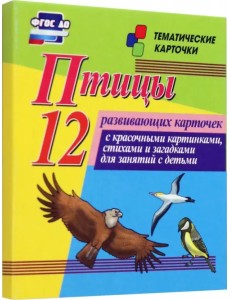 Птицы. 12 развивающих карточек с красочными картинками, стихами и загадками для занятий с детьми