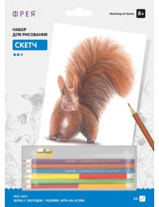 Набор для рисования. Скетч. Белка с желудем