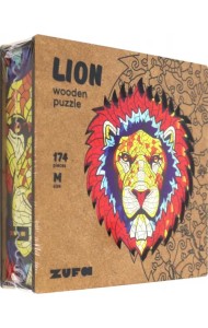 Деревянный пазл с двухслойной крышкой Лев, 174 детали