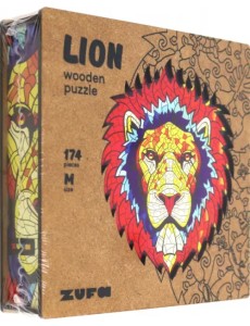 Деревянный пазл с двухслойной крышкой Лев, 174 детали Деревянный пазл с двухслойной крышкой Лев, 174 детали