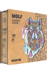 Деревянный пазл с двухслойной крышкой Волк, 196 деталей