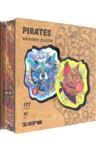Деревянный двухсторонний пазл с двухслойной крышкой Пираты, 177 деталей
