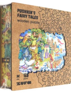 Деревянный пазл с двухслойной крышкой Сказки Пушкина, 160 деталей