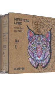 Деревянный пазл с двухслойной крышкой Мистическая Рысь, 103 детали