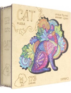 Деревянный пазл с двухслойной крышкой Кошка, 173 детали Деревянный пазл с двухслойной крышкой Кошка, 173 детали