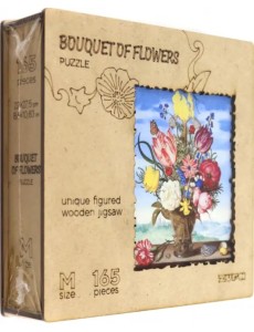 Деревянный пазл с двухслойной крышкой Букет, 165 деталей