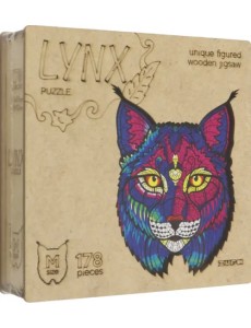 Деревянный пазл с двухслойной крышкой Рысь, 178 деталей Деревянный пазл с двухслойной крышкой Рысь, 178 деталей