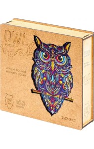 Деревянный пазл с двухслойной крышкой Сова, 183 детали