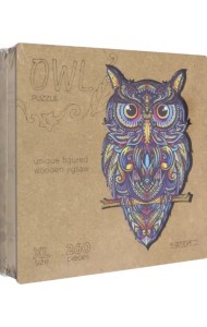 Деревянный пазл с двухслойной крышкой Сова, 260 деталей
