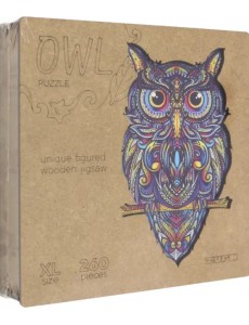 Деревянный пазл с двухслойной крышкой Сова, 260 деталей