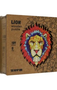 Деревянный пазл с двухслойной крышкой Лев, 101 деталь